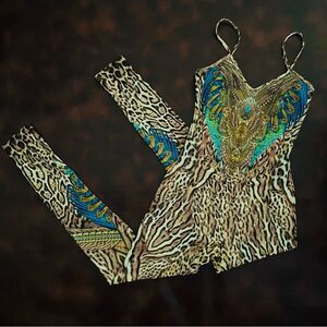 Camilla Catsuit Warrior Wanderlust Animal Print Sleeveless Wore 1X One-Piece XS